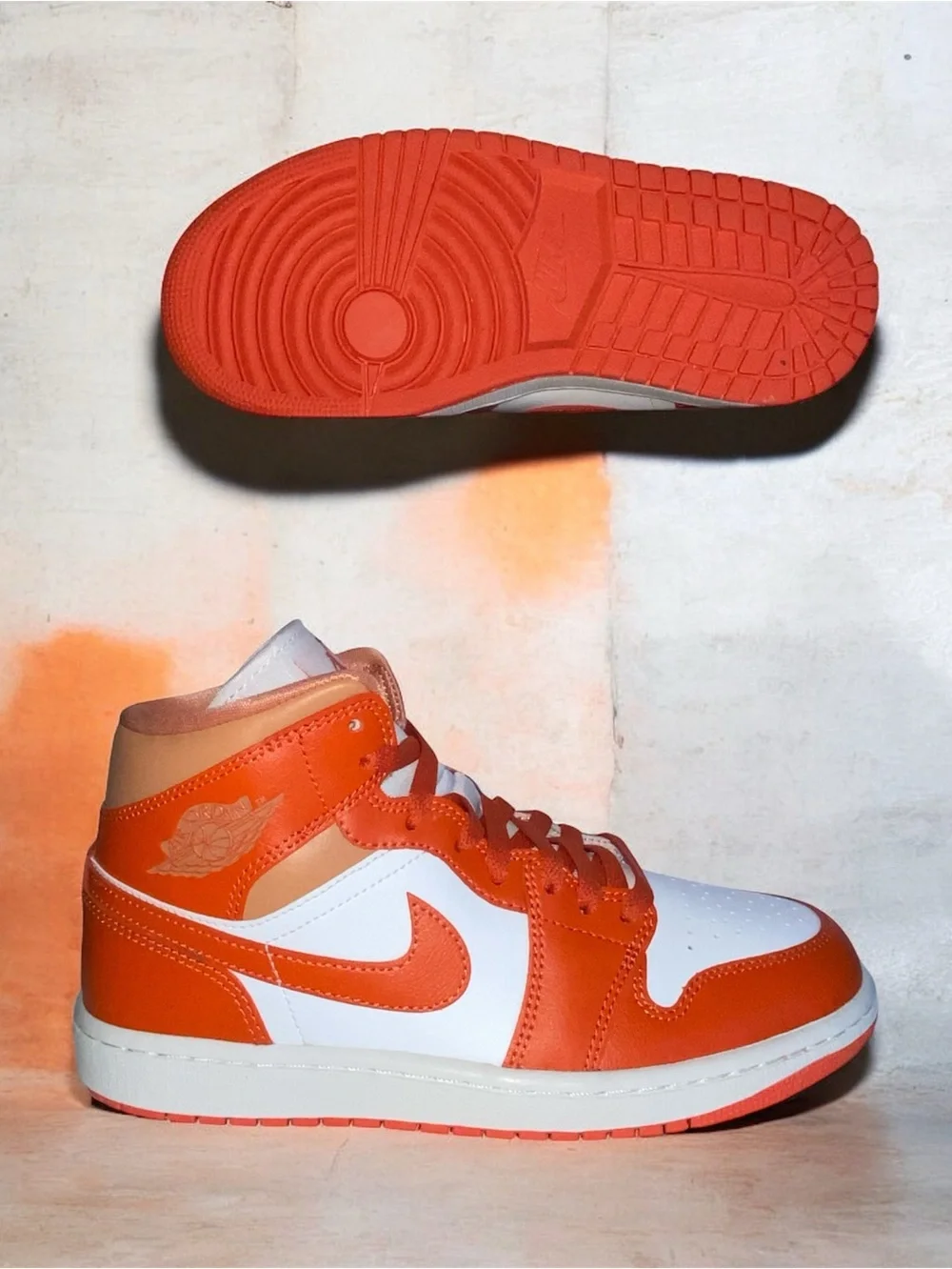 Nike  Women’s Orange and White Mid-Top Sneakers -